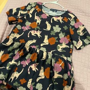 ModCloth Princess Highway Floral Cat Dress Babydoll Dress with Pockets